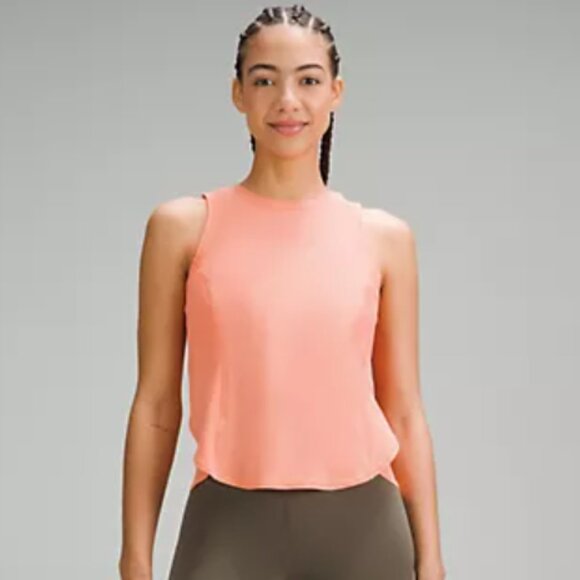 Fold-Over Running Tank Top *Online Only Color: Sunny Coral Size:6 - Picture 1 of 1